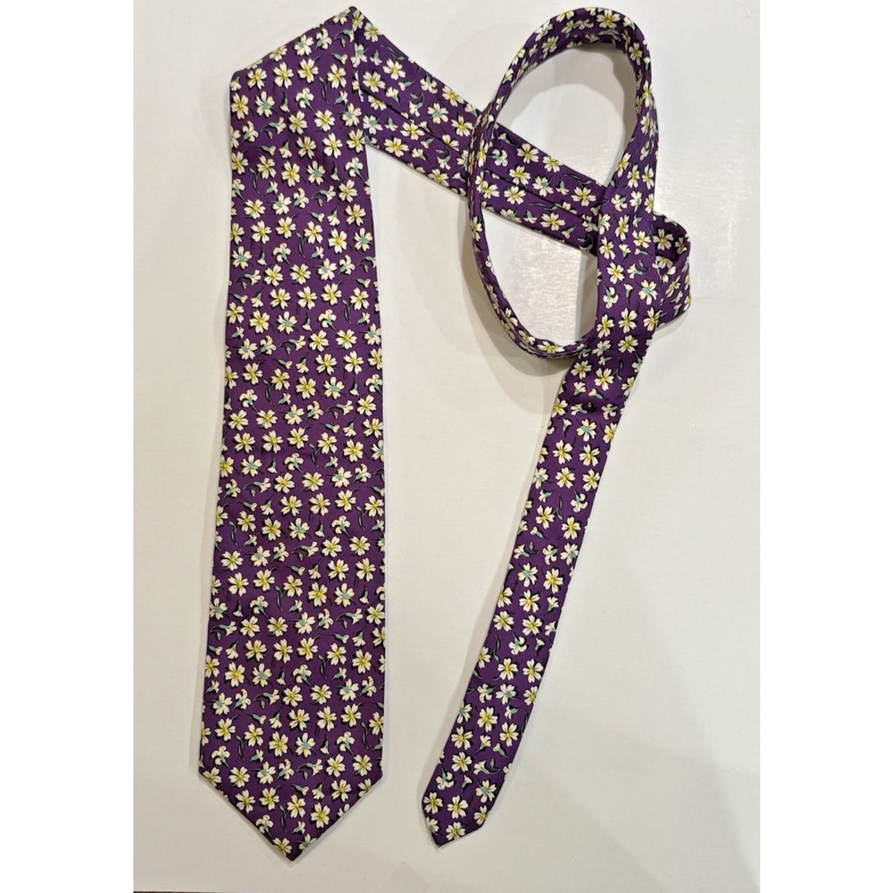 Brooks Brothers Makers USA Silk Neck Tie Purple Yellow Flower